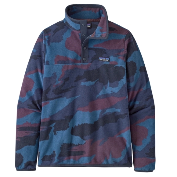 Patagonia Micro D Snap T Pullover Fleece Blue Camo Purple Medium - Picture 2 of 7